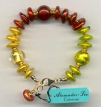 Red_Lime Green_Gold Foil_Bracelet with Discs